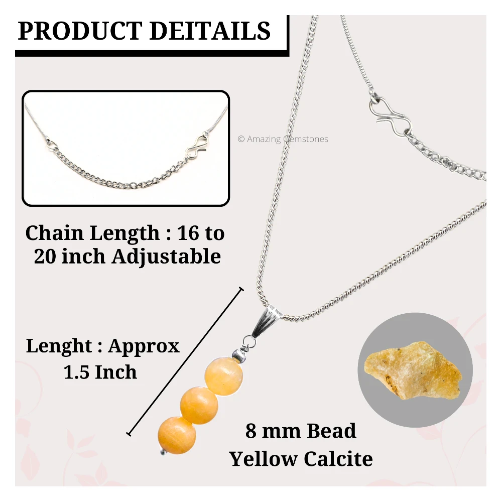 Yellow Calcite Bead Pendant (Silver)
