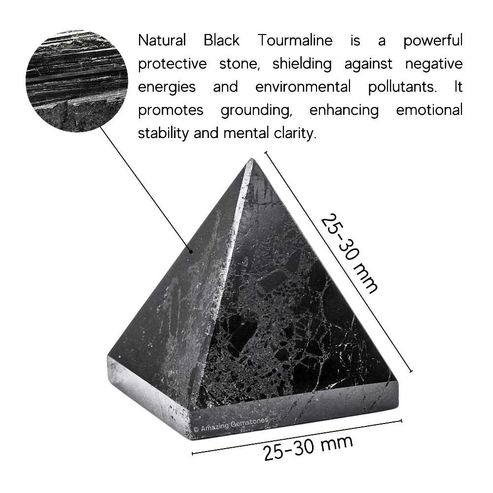 Natural Black Tourmaline Pyramid (1 Inch)