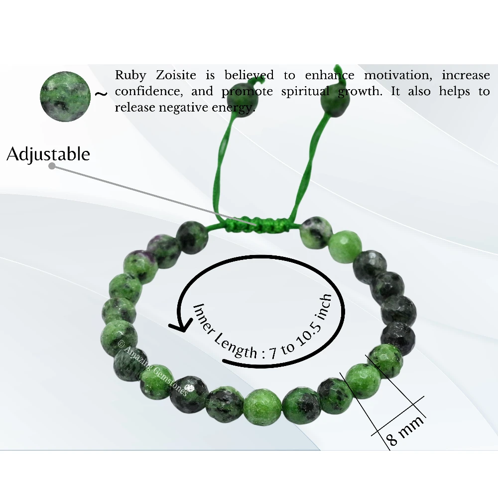 Ruby Zoisite Bracelet (Faceted-Adjustable)