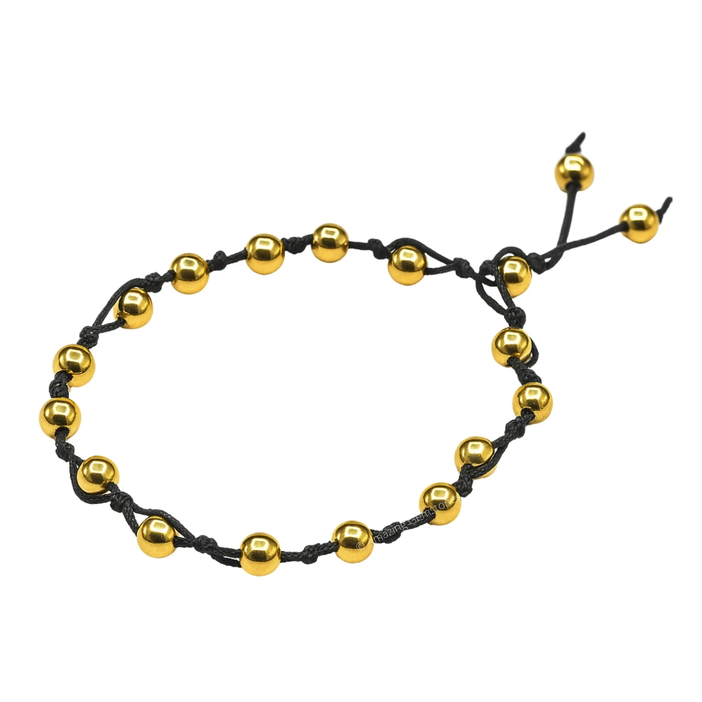 Golden Hematite Anklet (Hand Knotted)