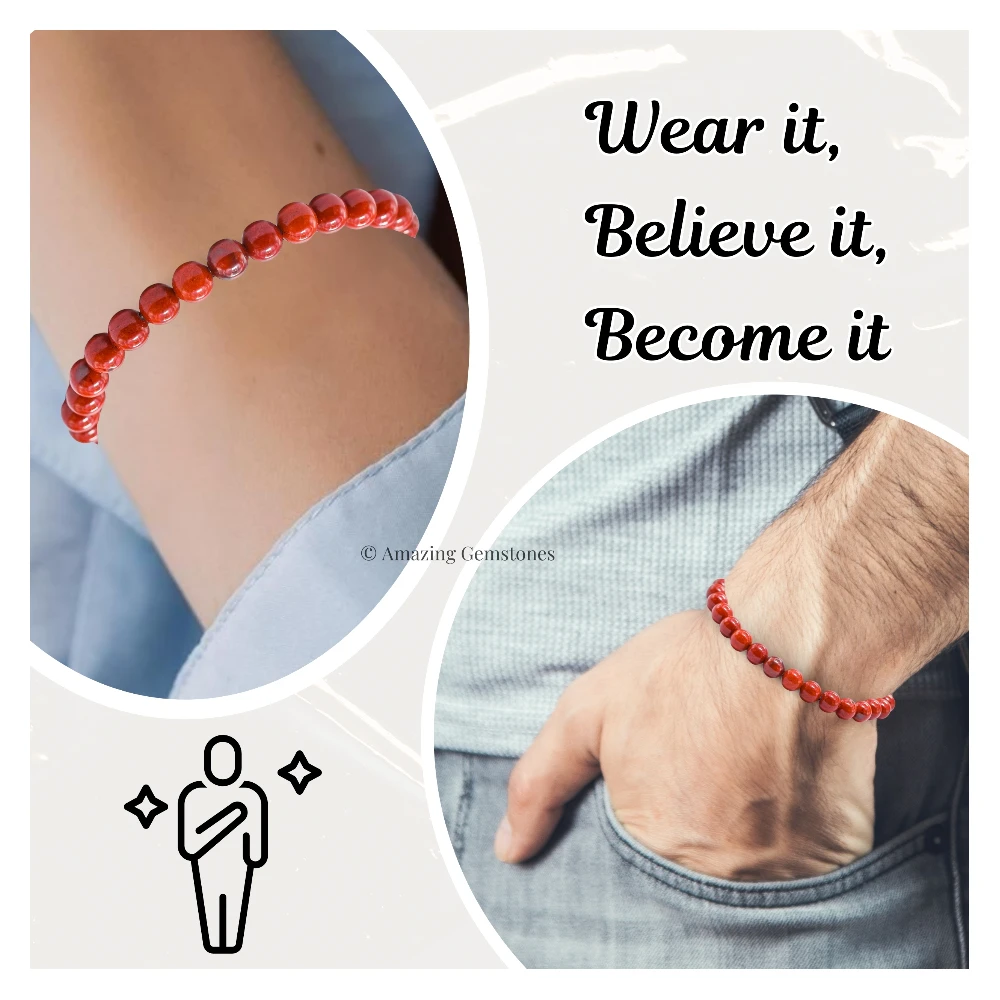 Red Jasper Healing Crystal Bracelets - 6mm Beads
