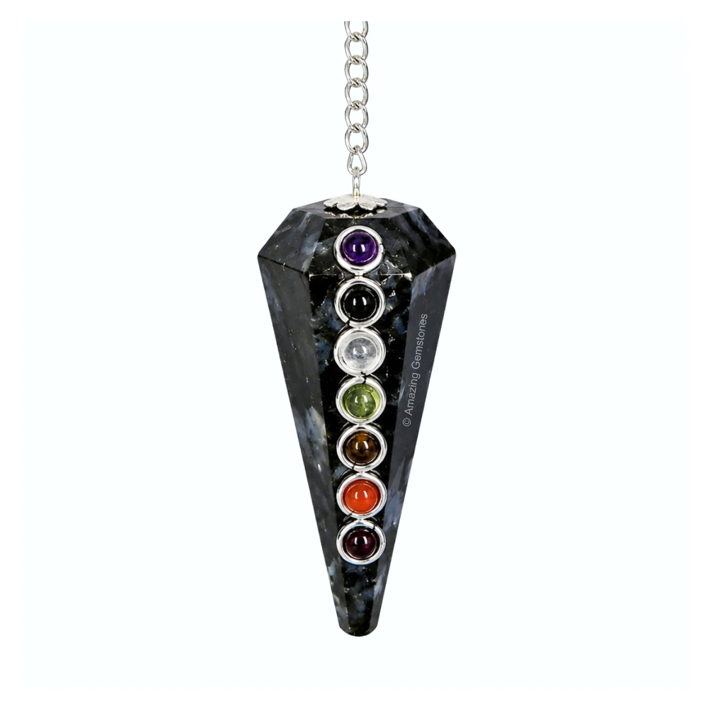 Indigo Gabbro Chakra Crystal Pendulum