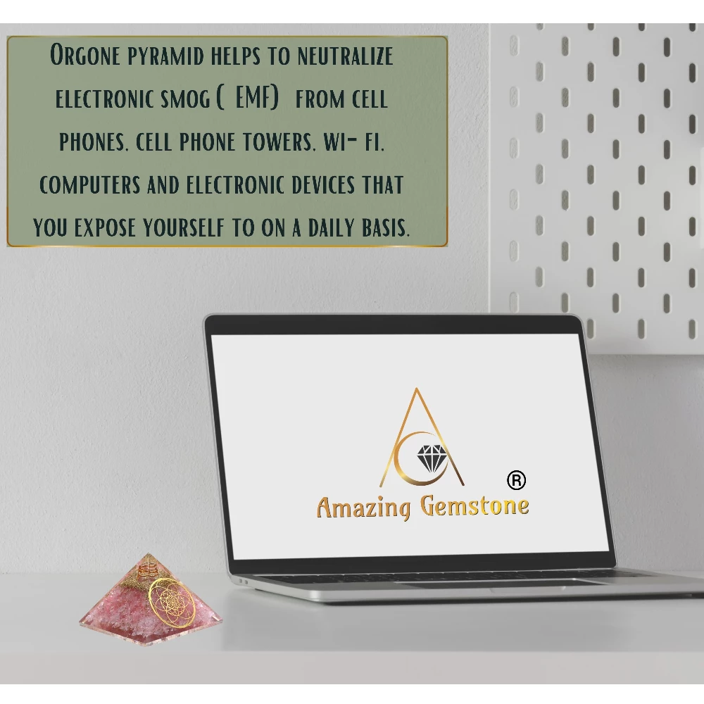 Rose Quartz Orgone Pyramid - Seed of Life