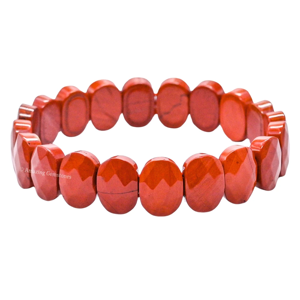 Red Jasper Faceted Bracelet - Oval Stone