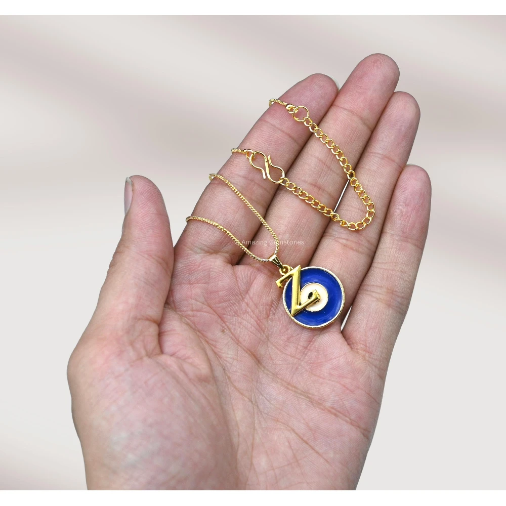 Evil Eye Pendant Necklace with Z Initial