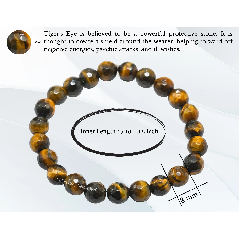 Tiger Eye Bracelet (Faceted) (Stretchable)