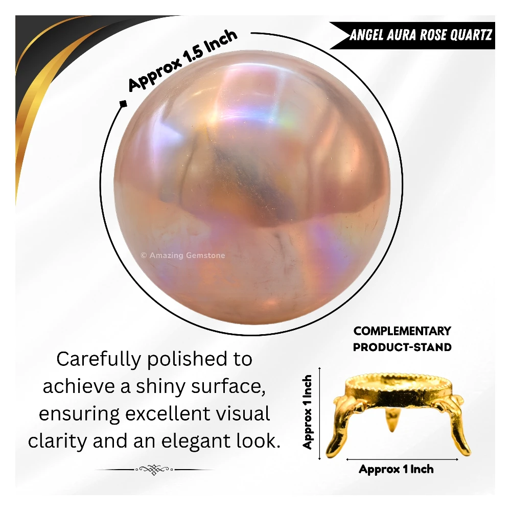 Angel Aura Rose Quartz Sphere (1.5 Inch)
