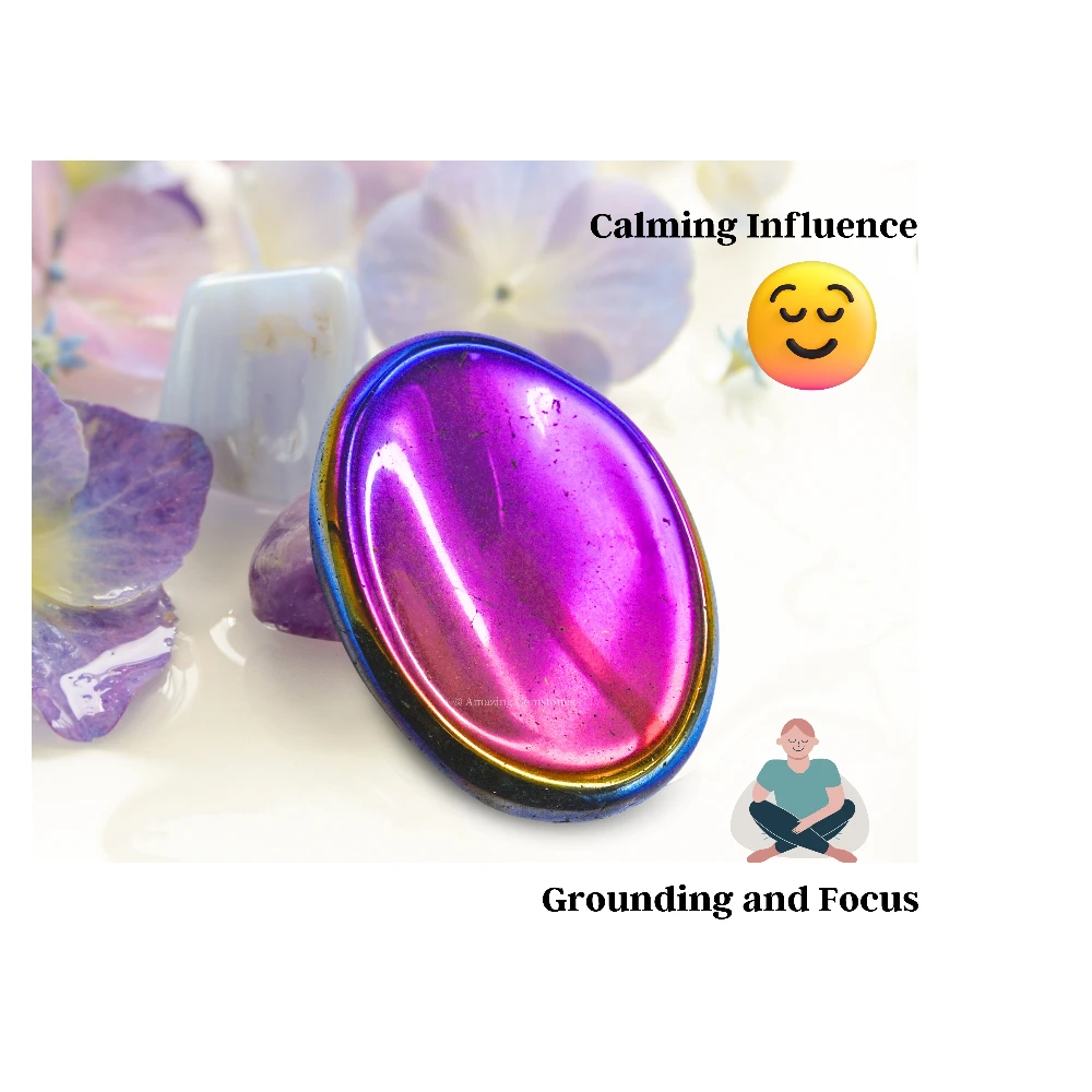 Titanium Aura Quartz Worry Stone