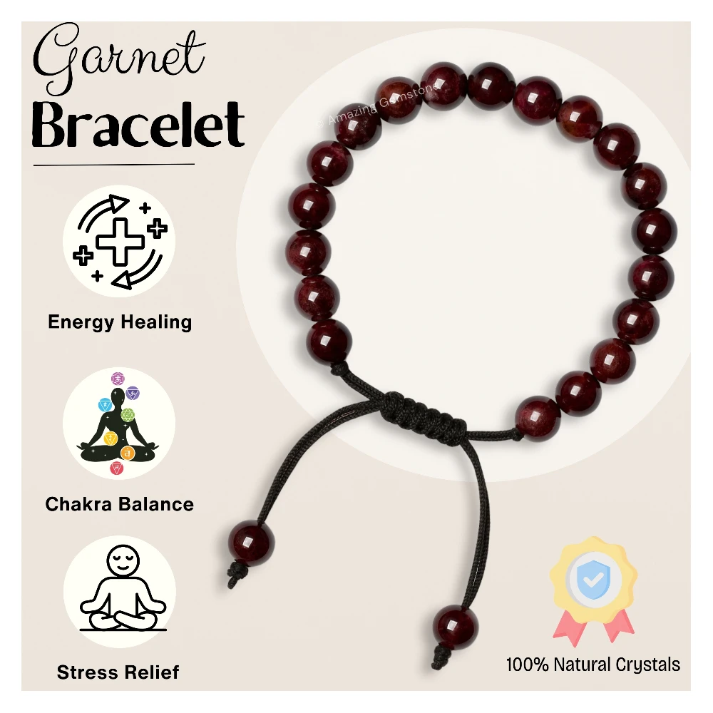 Garnet Bracelet (Adjustable)