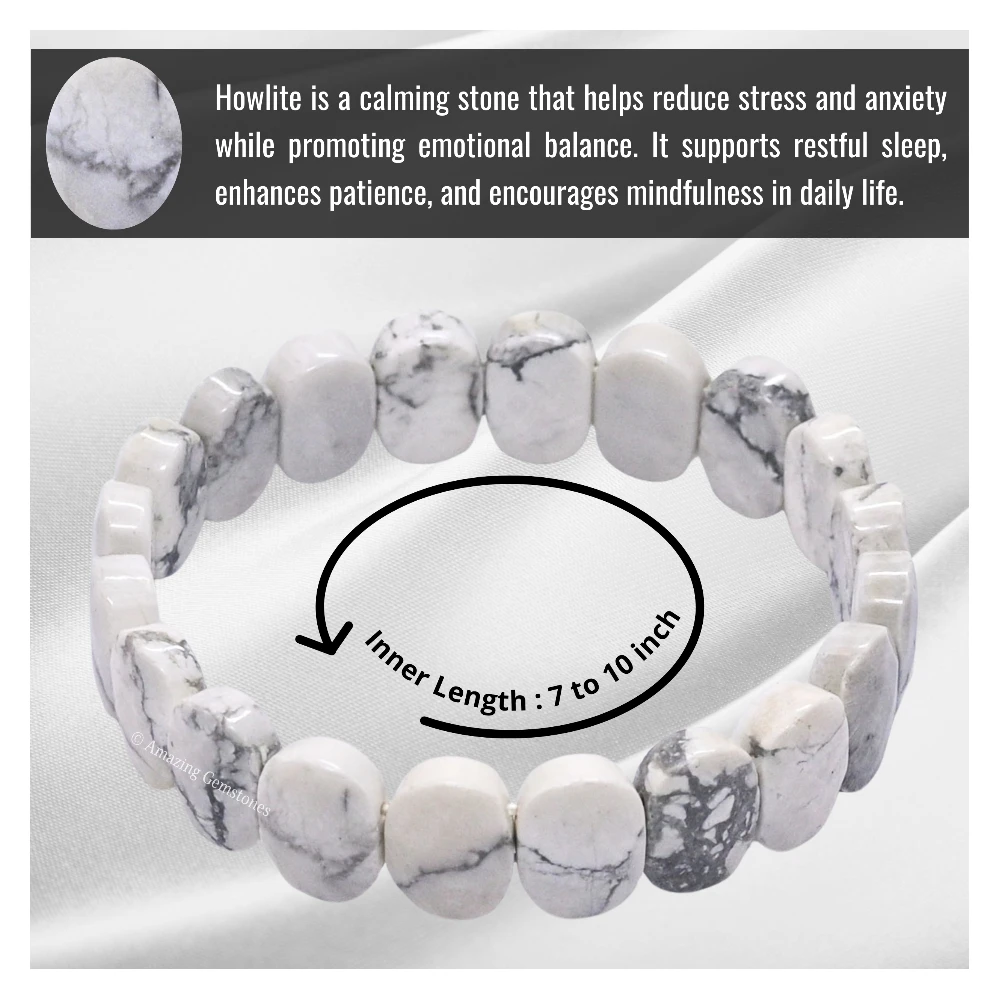 Howlite Faceted Bracelet - Oval Stone
