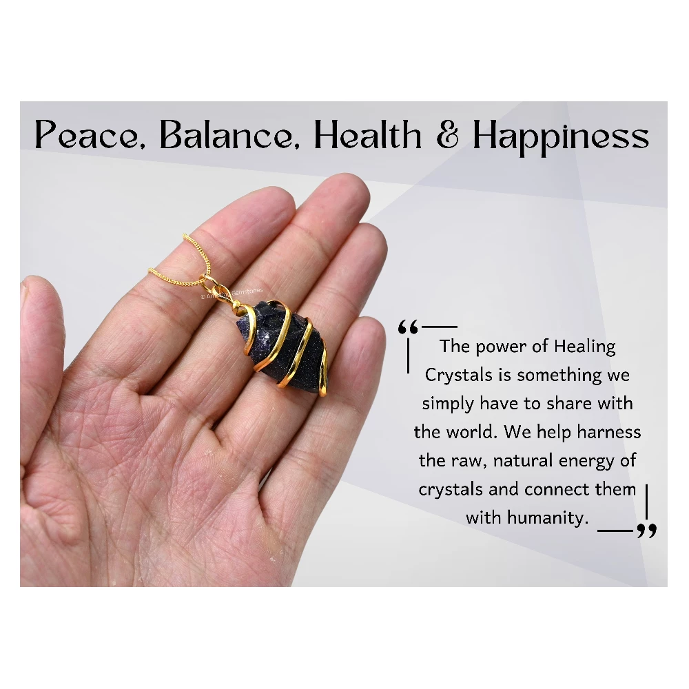 Blue Goldstone Necklace - Raw Crystal (Gold)