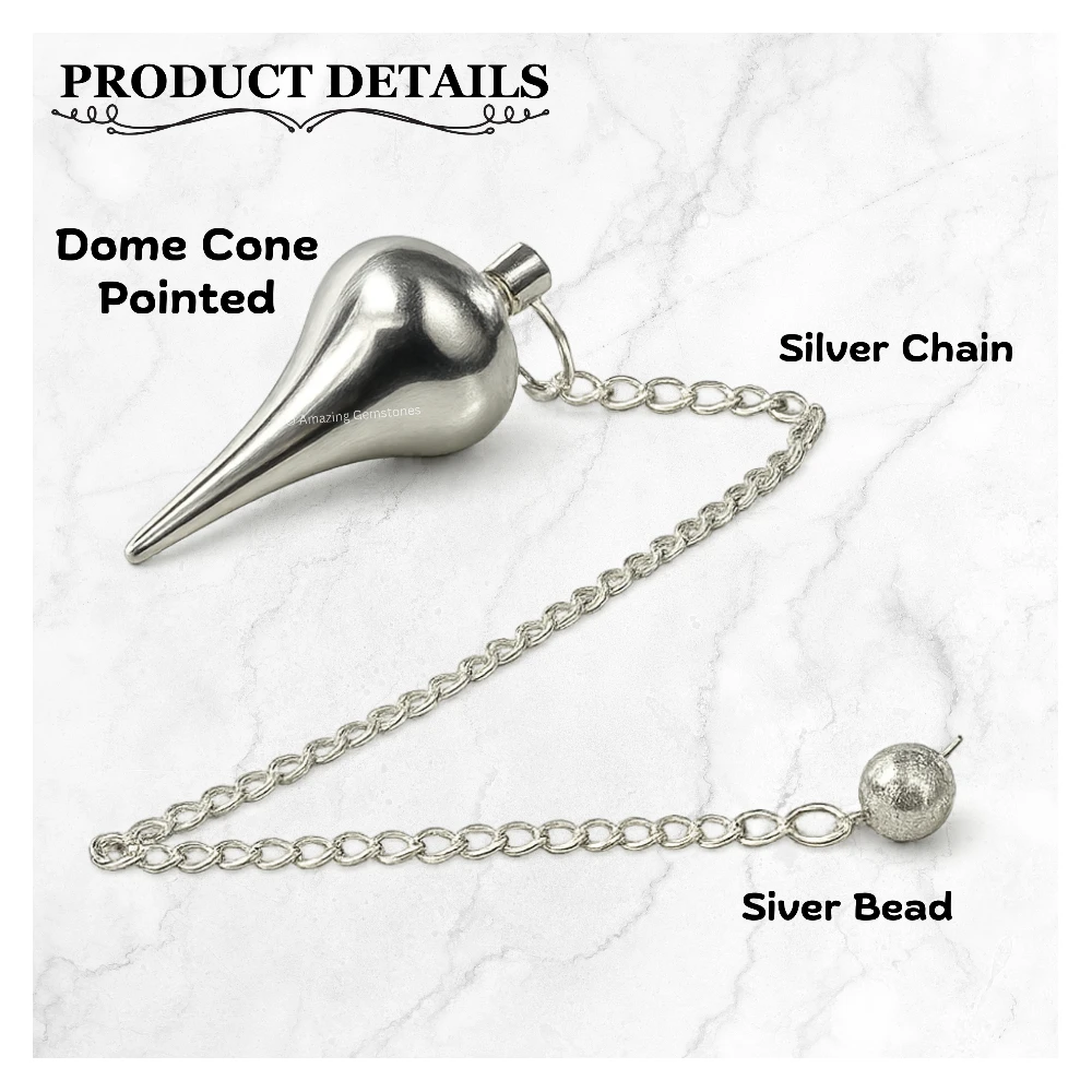 Metal Brass Pendulum - Dome Cone Point Silver (MP119)