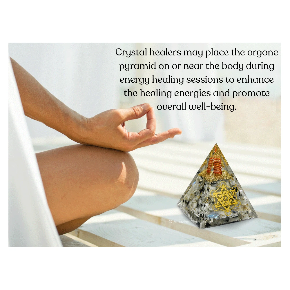 Rainbow Moonstone Orgone Pyramid - 70 mm