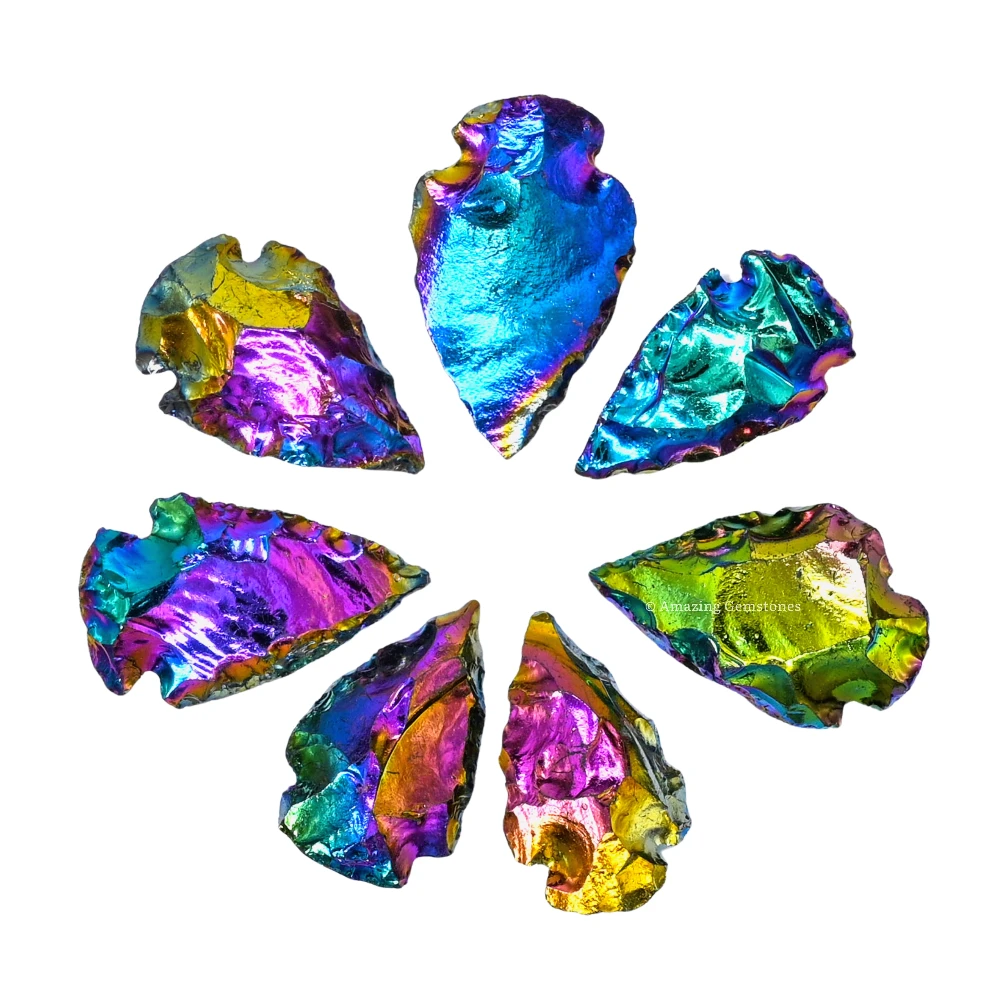 Titanium Aura Quartz Crystal Arrowhead - 1" to 1.5" (3 Pieces)