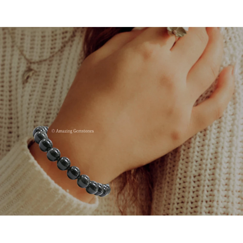 Silver Sheen Obsidian Bracelet (Stretchable)
