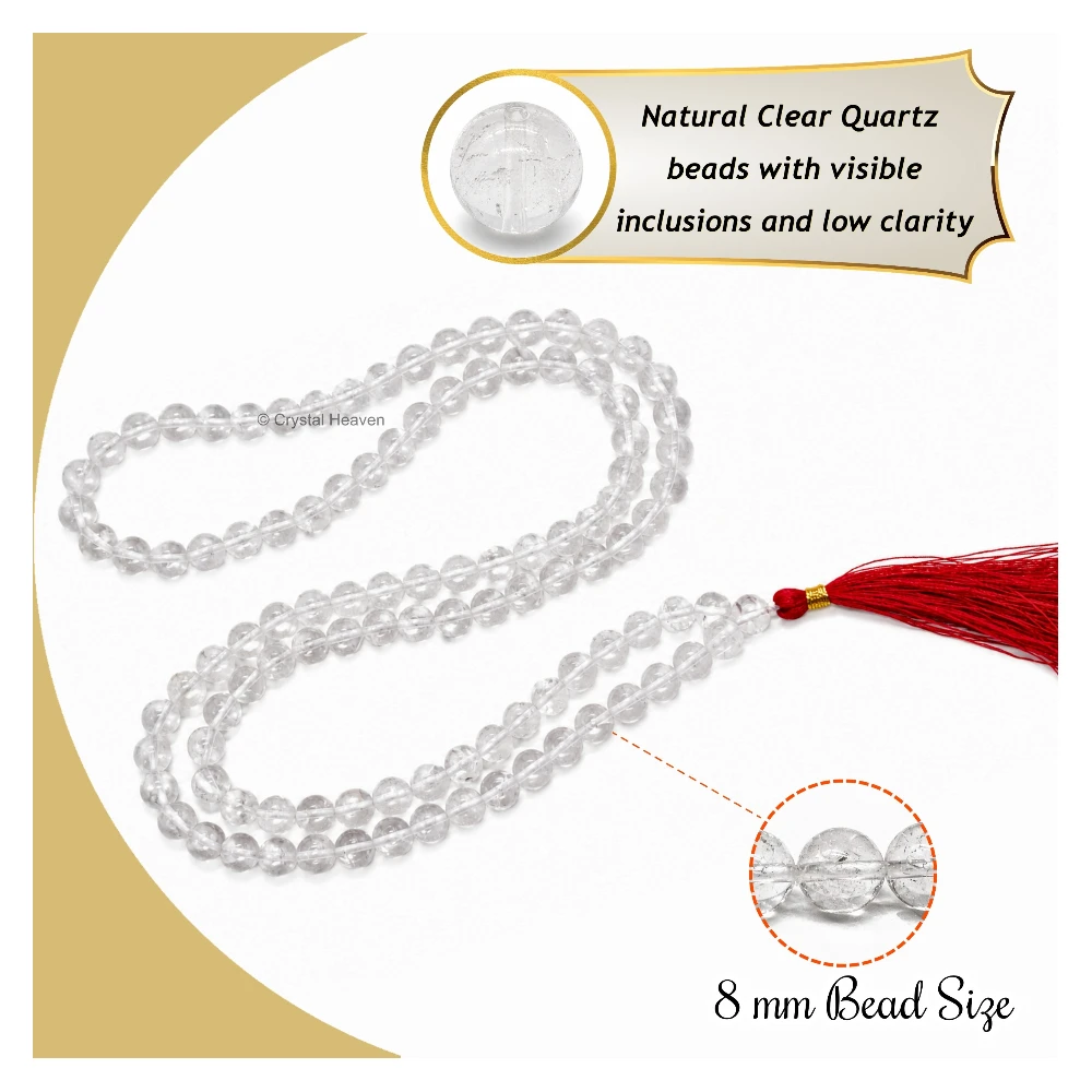 Sphatik Mala - B Grade 8mm Beads (Without Knot)
