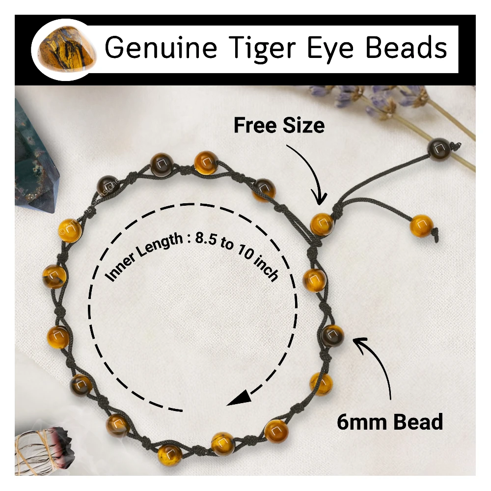 Tiger Eye Anklet (Hand Knotted)