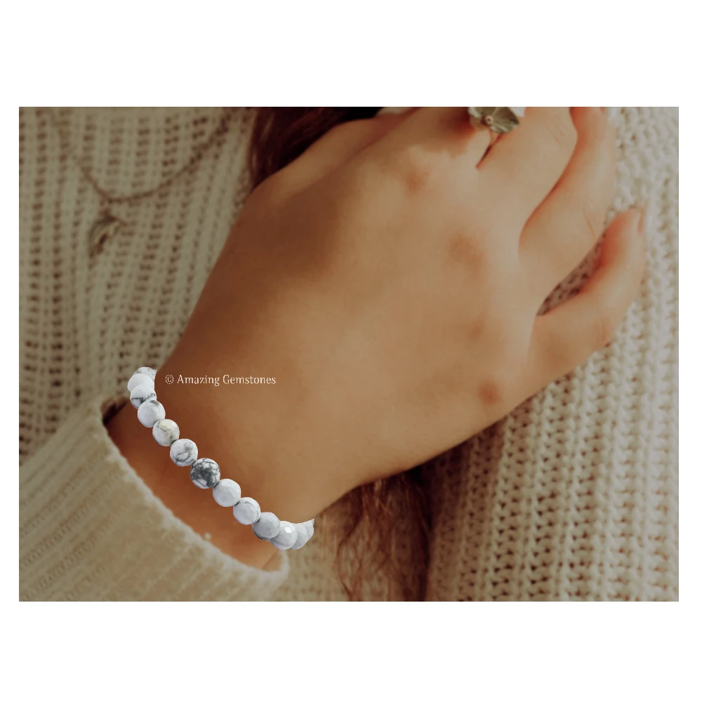 Howlite Bracelet (Faceted-Stretchable)