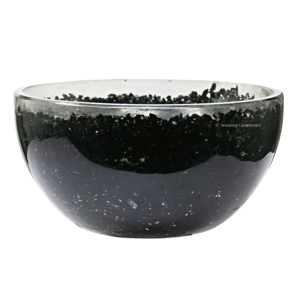 Black Tourmaline Crystal Orgone Bowl (3 Inch)