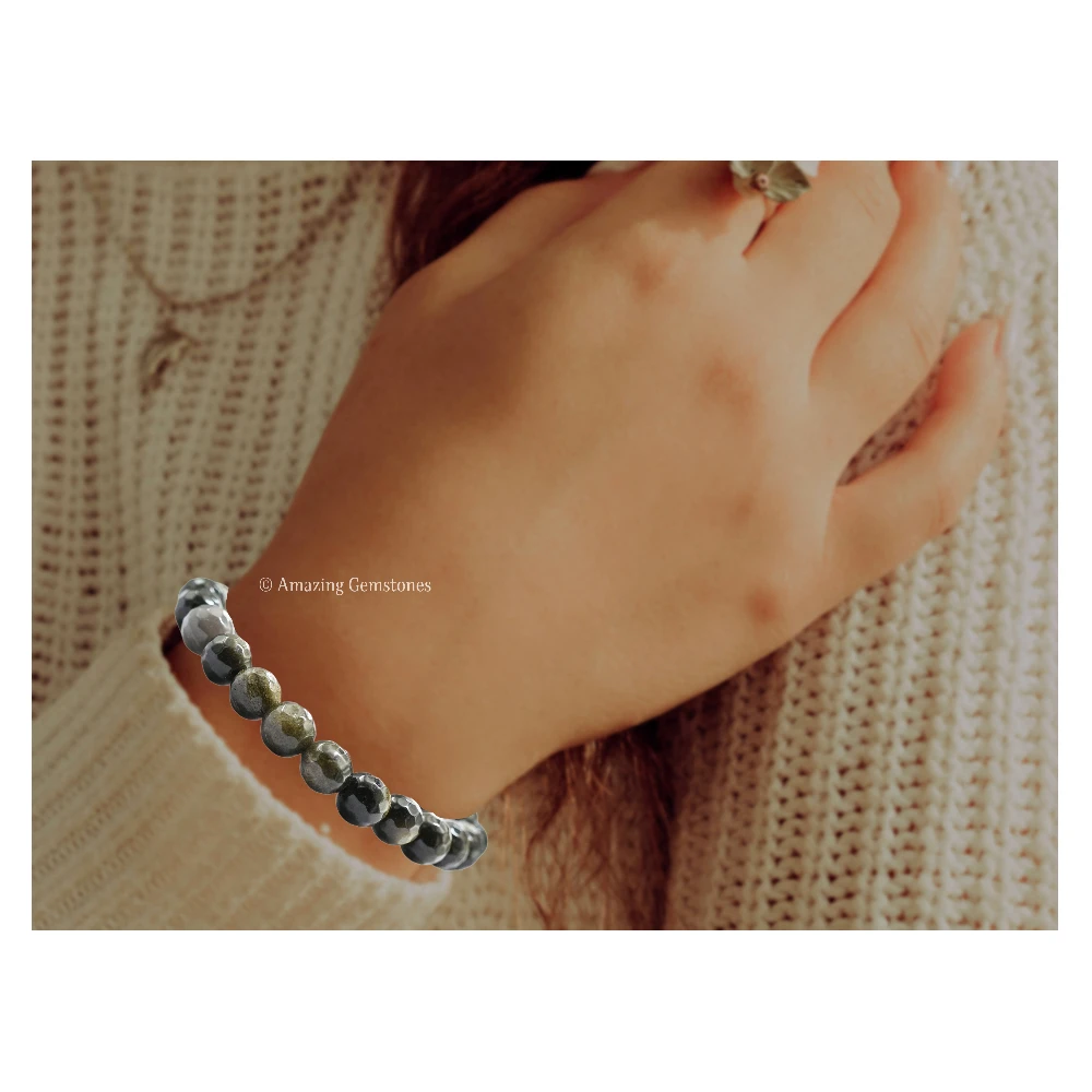 Golden Sheen Obsidian Bracelet (Faceted-Stretchable)