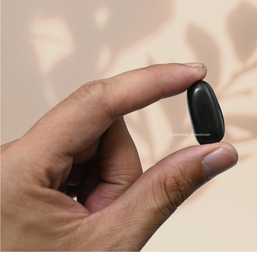 Tumbled Black Agate Crystals Stones (1 oz)