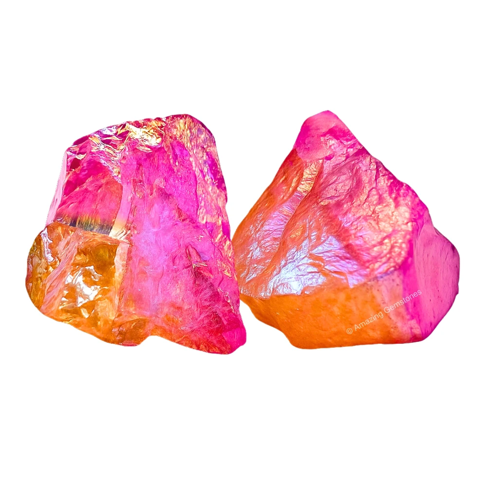 Rose-Tangerine Aura Quartz Raw Crystals (1 LB)