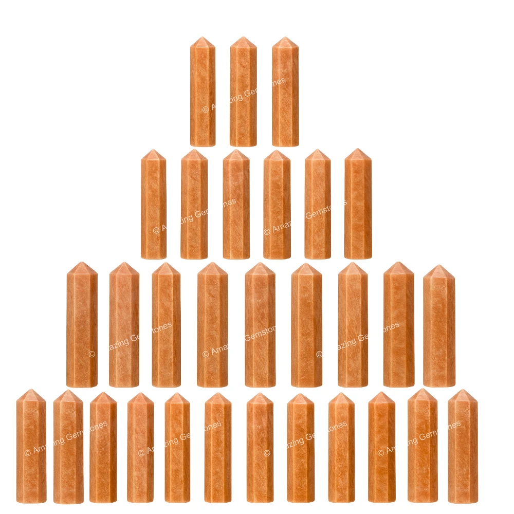 Peach Moonstone Pencil Points (Set of 10)
