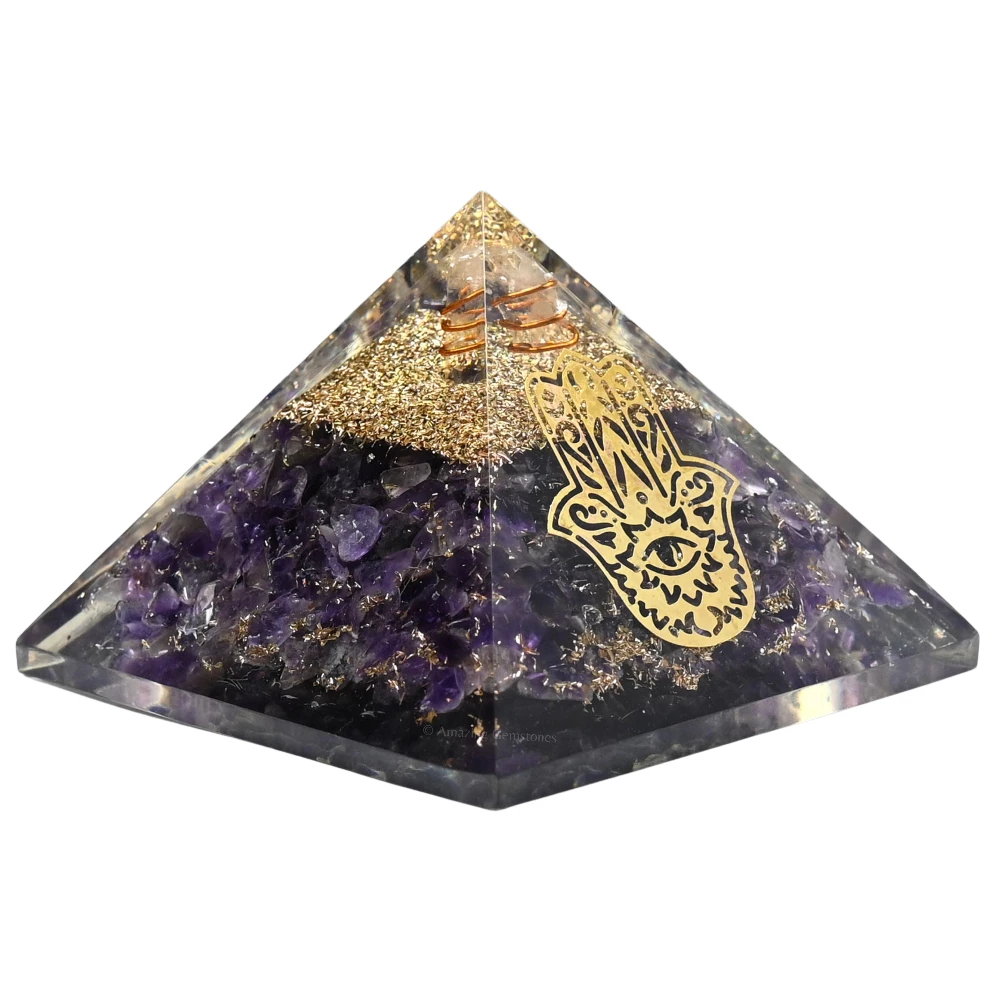 Amethyst Orgone Pyramid - Hamsa