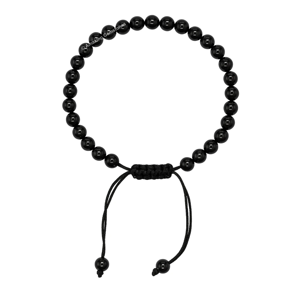 Black Obsidian Healing Crystal Bracelets - 6mm Beads (Adjustable)