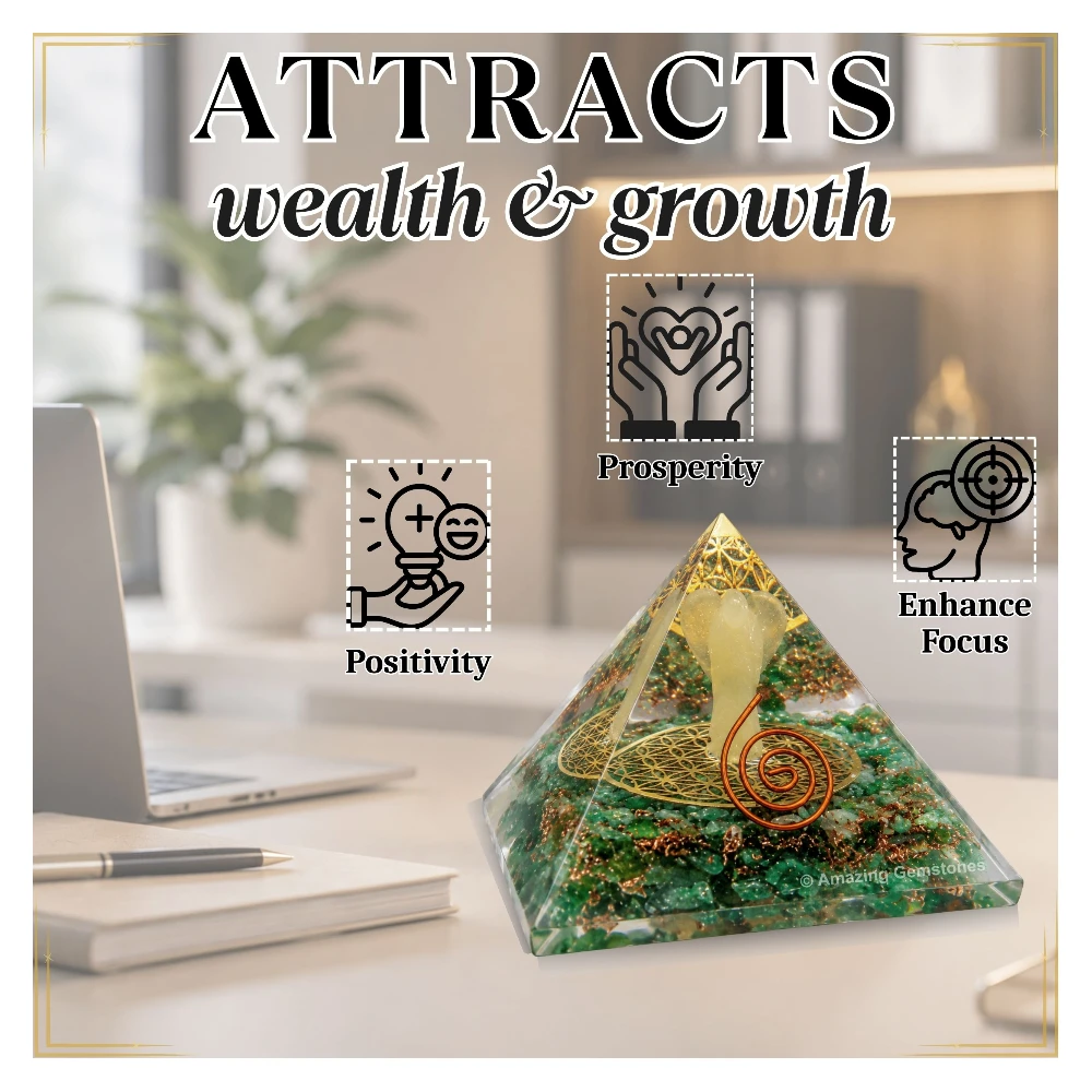 Green Aventurine Orgone Pyramid - Angel Glow in Dark