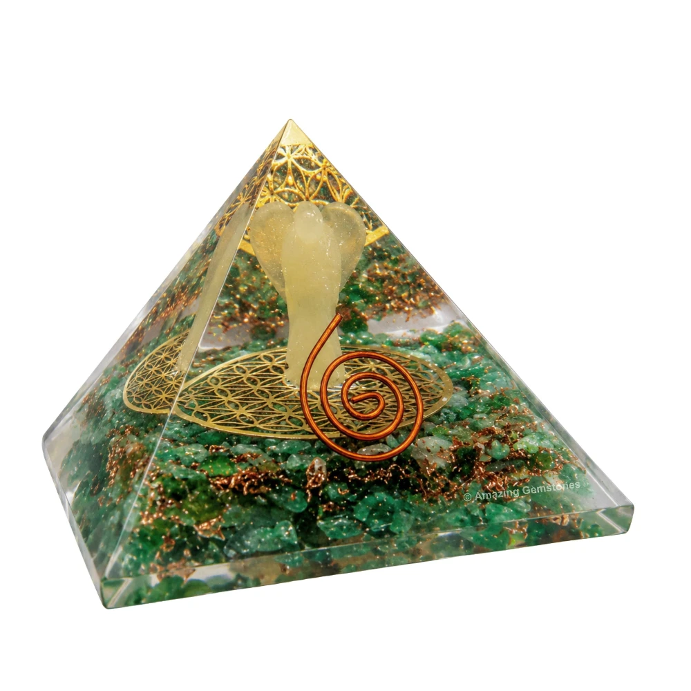 Green Aventurine Orgone Pyramid - Angel Glow in Dark