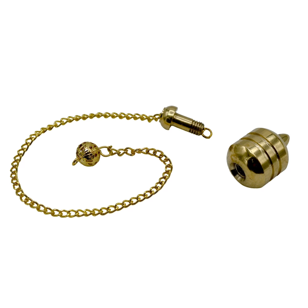 Copper Metal Pendulum - Gold Pointed Drum with 2 Rings (MP48)