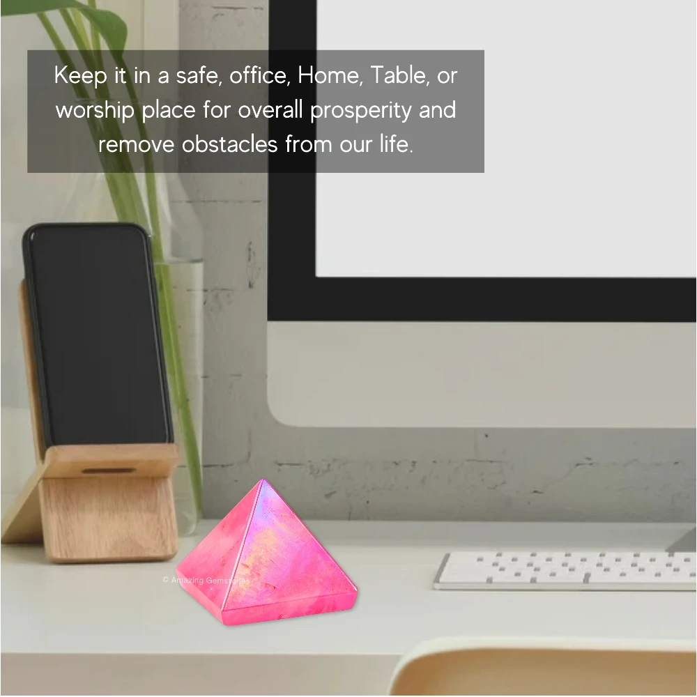Angel Aura Rose Quartz Pyramid (1 Inch)