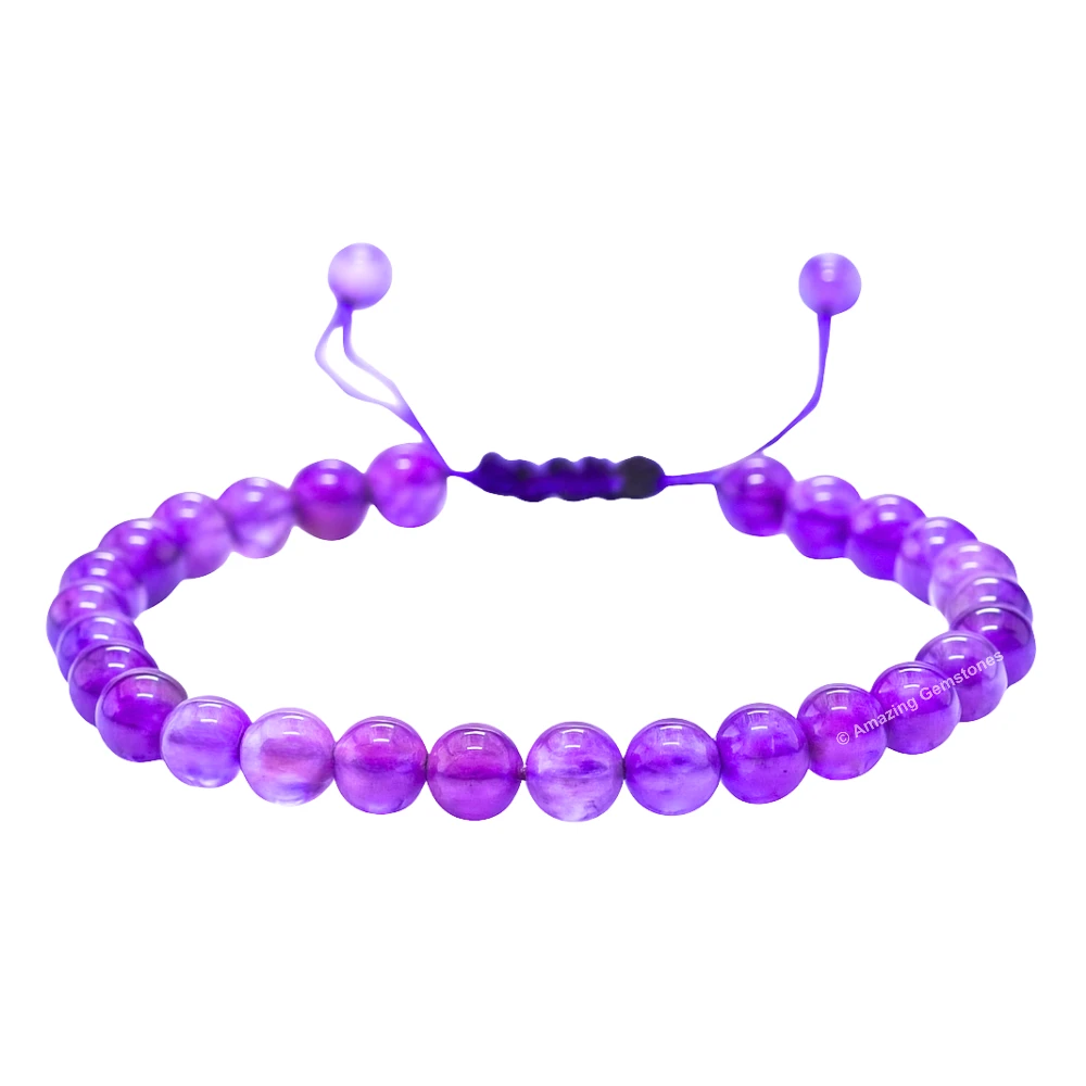 Amethyst Healing Crystal Bracelets - 6mm Beads (Adjustable)