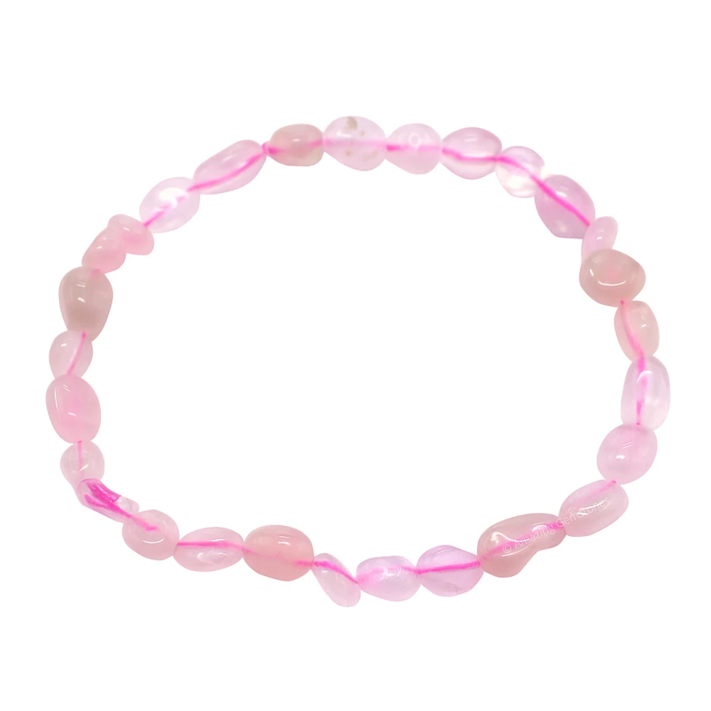 Rose Quartz Tumbled Stone Bracelet (Stretchable)