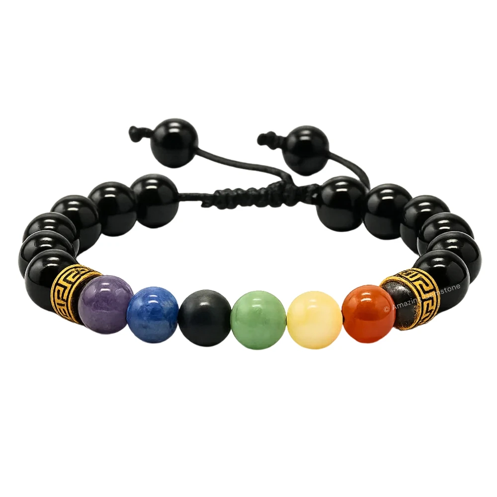 Black Obsidian Chakra Bracelet (Adjustable)