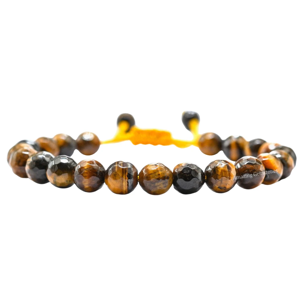 Tiger Eye Bracelet (Faceted) (Adjustable)