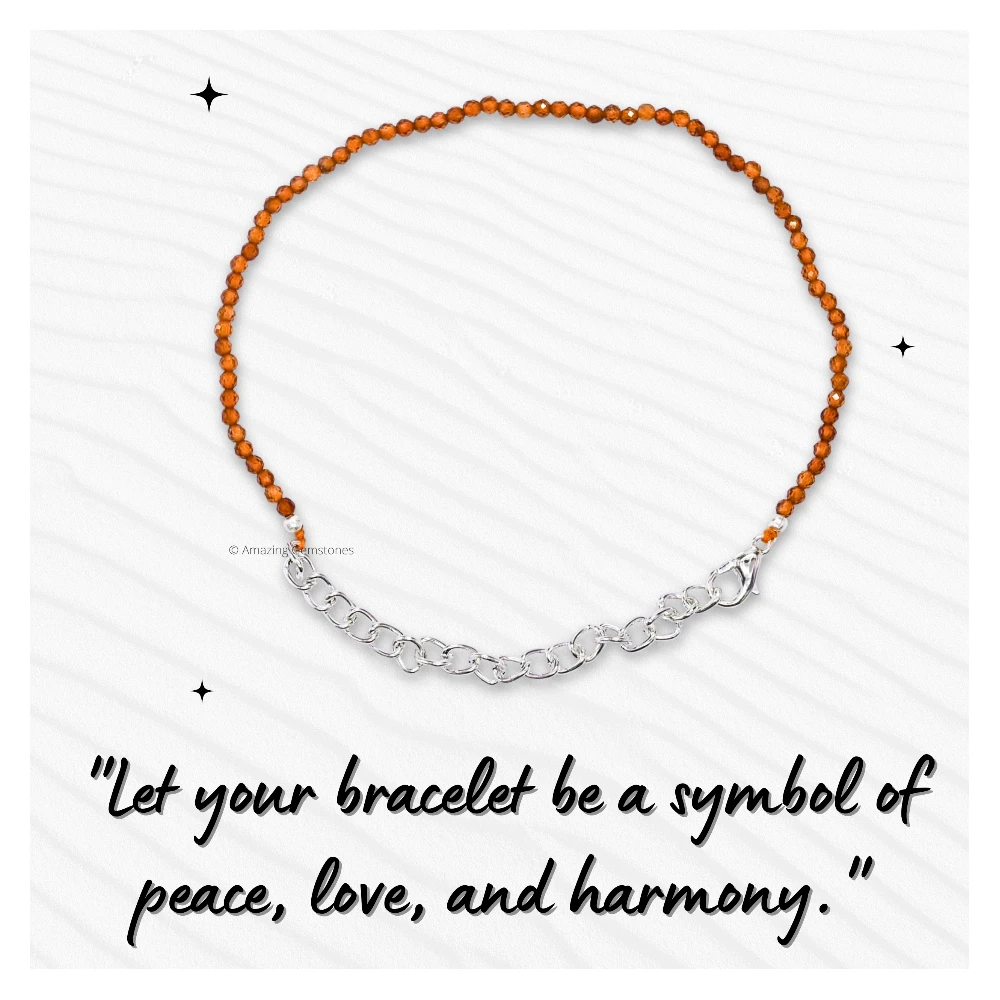 Hessonite Garnet Crystal Bracelet - 2mm Faceted Bead (Silver)