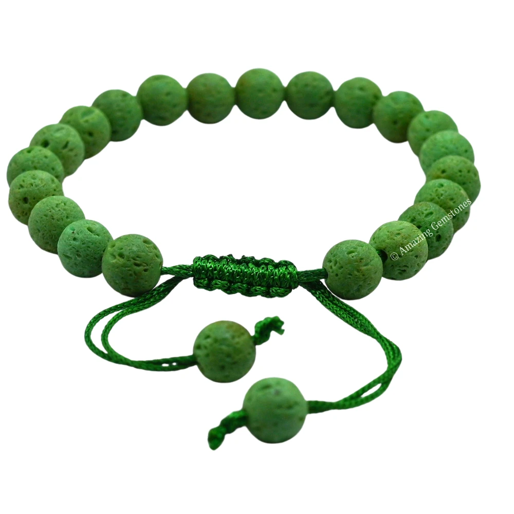 Green Lava Stone Bracelet (Adjustable)
