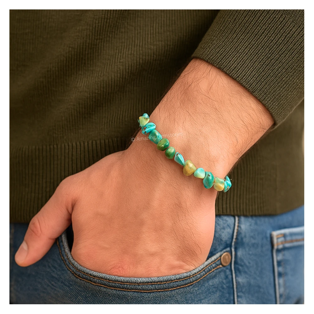 Chrysocolla Tumbled Stone Bracelet (Stretchable)