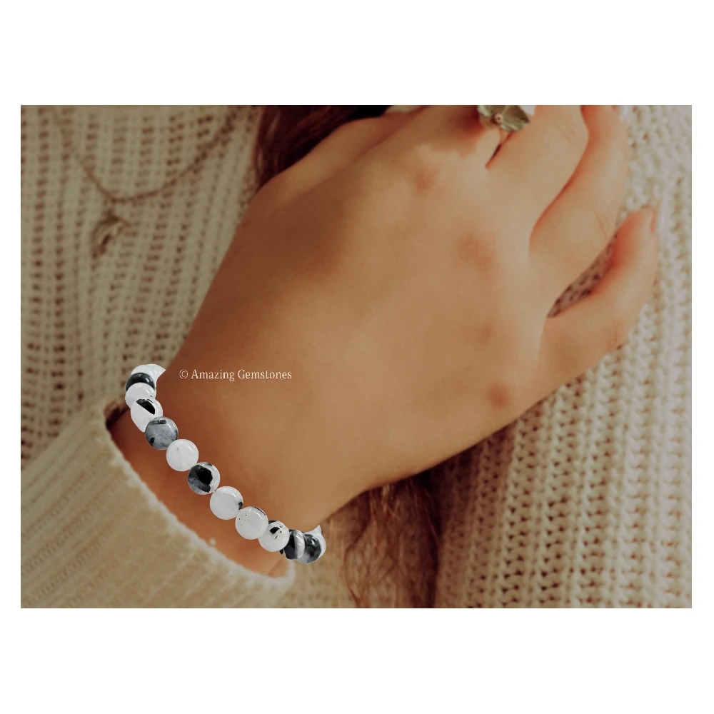 Black Rutilated Quartz Bracelet (Strechable)