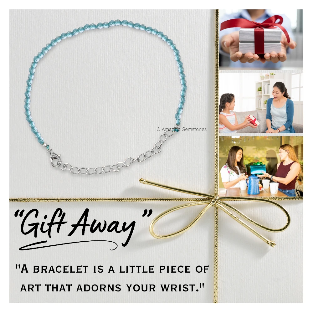 Sky Apatite Crystal Bracelet - 2mm Faceted Bead (Silver)
