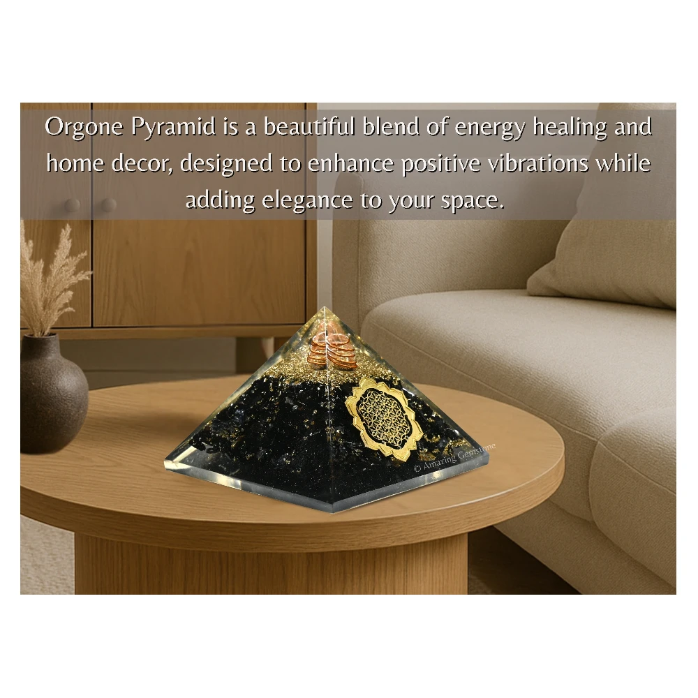 Shungite Orgone Pyramid - Lotus Flower of Life