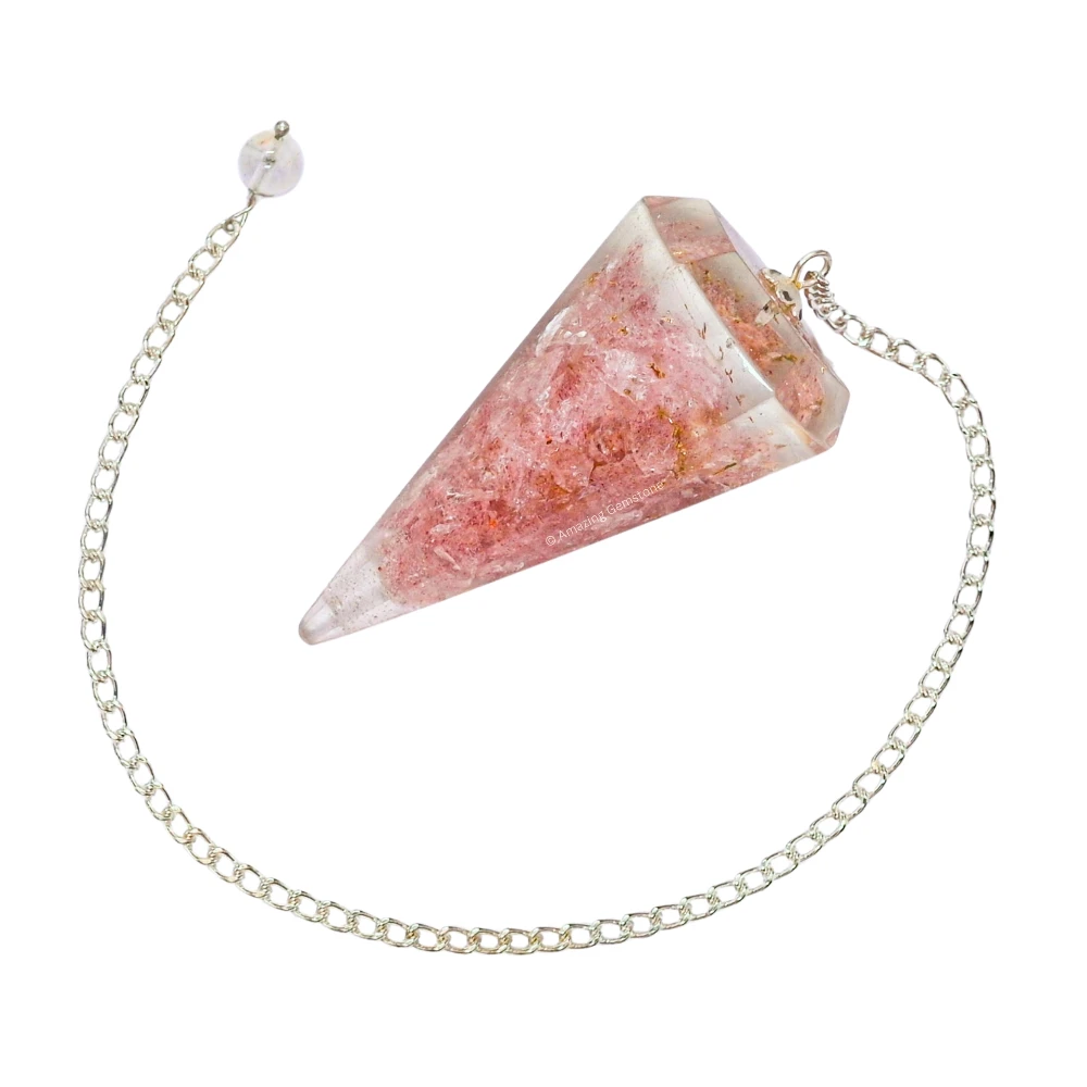 Strawberry Quartz Orgone Pendulum