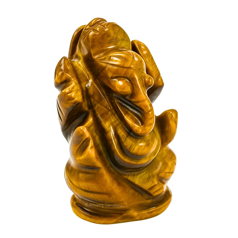 Tiger Eye Ganesha Crystal Idol