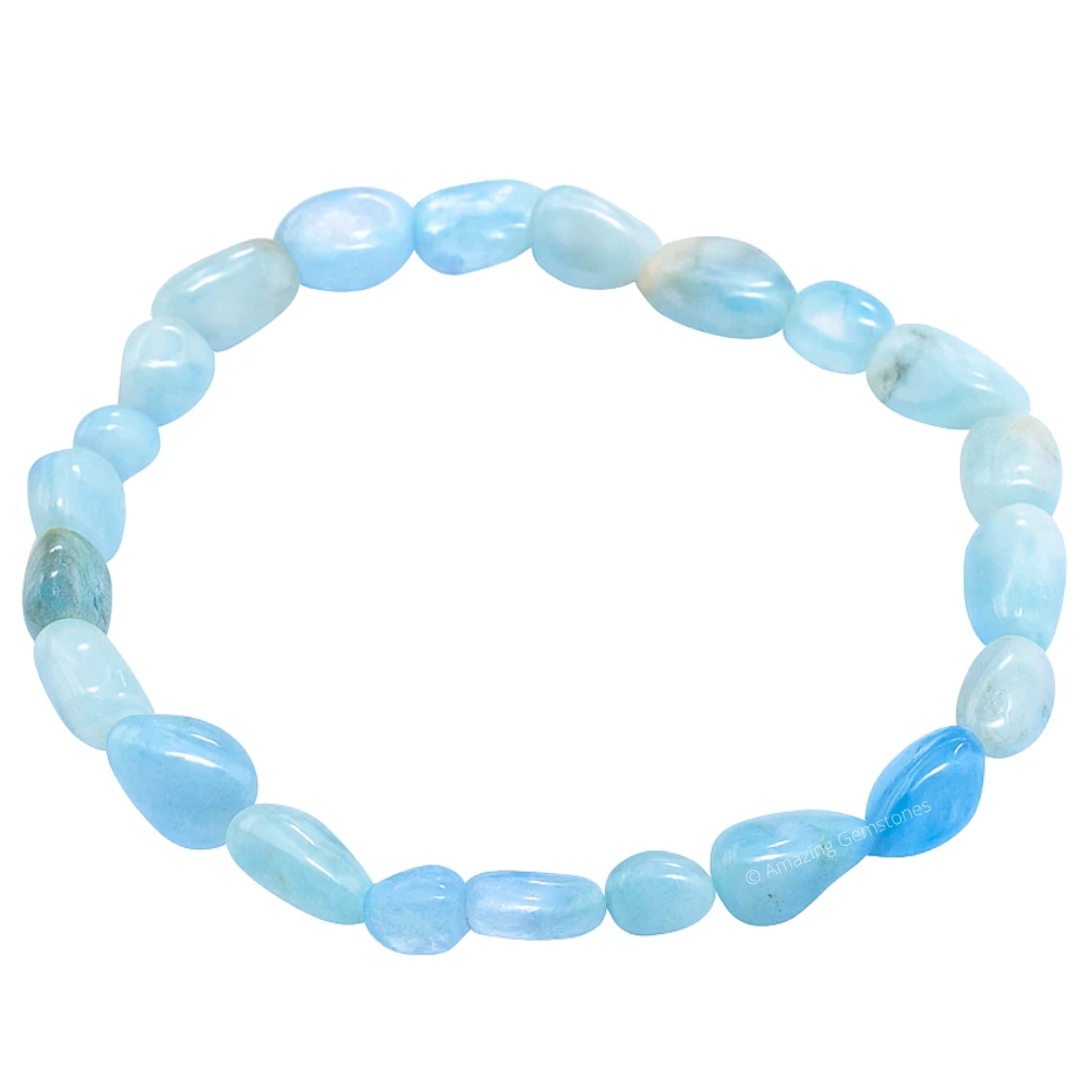 Aquamarine Tumbled Stone Bracelet (Stretchable)