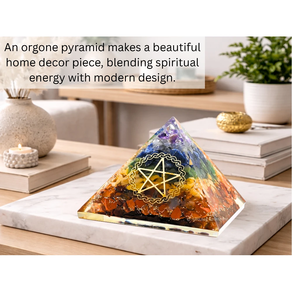 Natural Chakra Orgone Pyramid - Pentacle