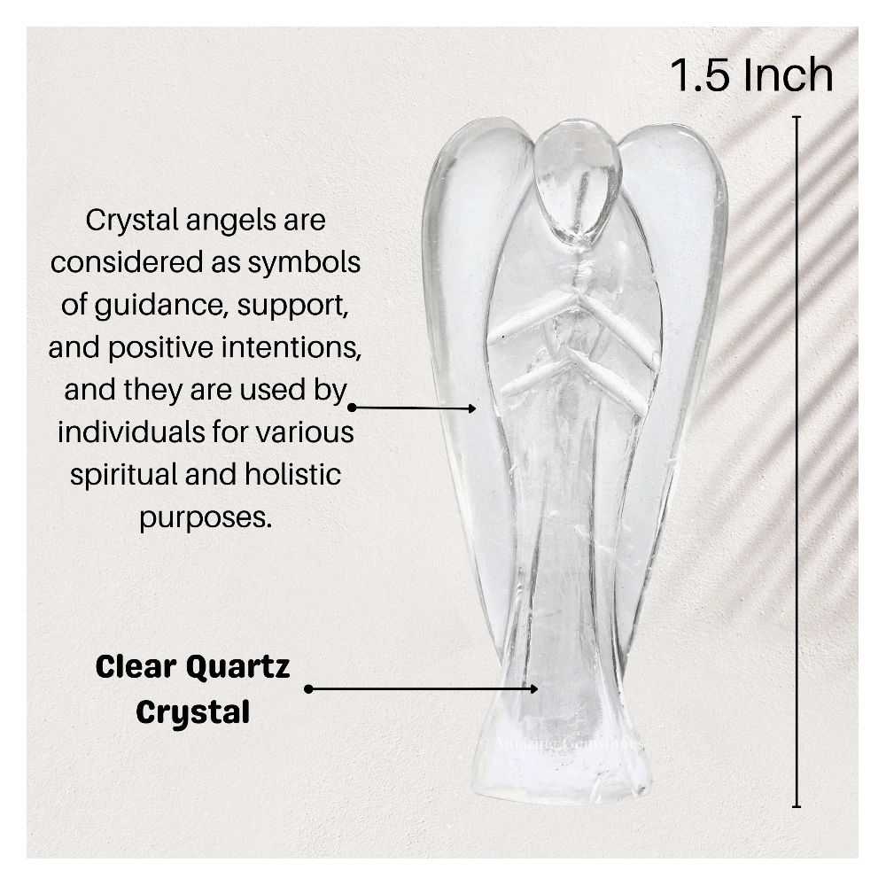 Clear Quartz Angel Figurine (1.5 Inch)