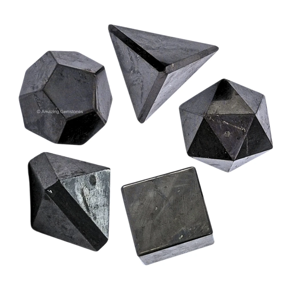 Shungite Platonic Solid - 5 Pcs
