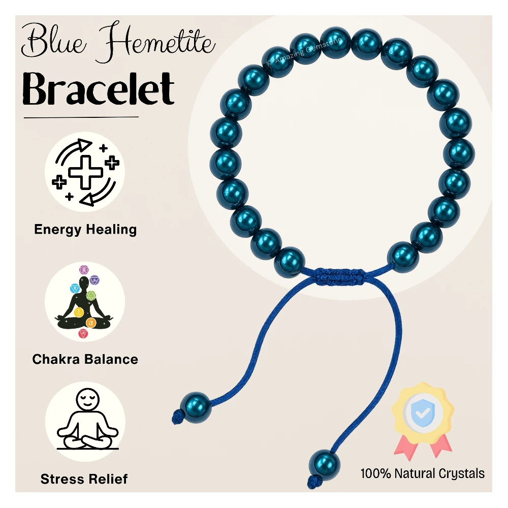 Blue Hematite  Bracelet (Adjustable)